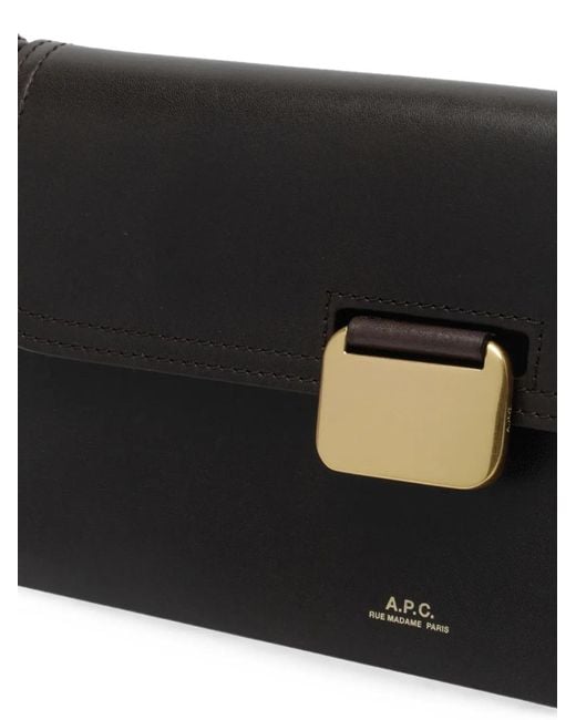 A.P.C. Black Small Simone Leather Shoulder Bag