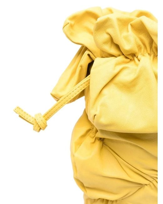 Discord Yohji Yamamoto Yellow Leather Gathered-Detail Bucket Bag