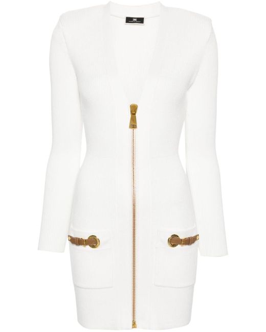 Elisabetta Franchi Mini-jurk Met Gespdetail in het White