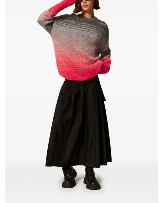 Twinset Red Pleated Midi A-Line Skirt