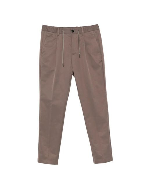 Herno Gray Pleated Drawstring Trousers for men