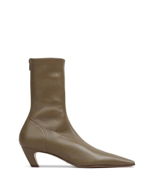 Khaite White Arizona Square-Toe Ankle Boots