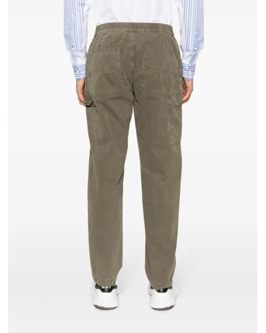 Moschino Green Logo-Embroidered Cotton Straight-Leg Trousers for men