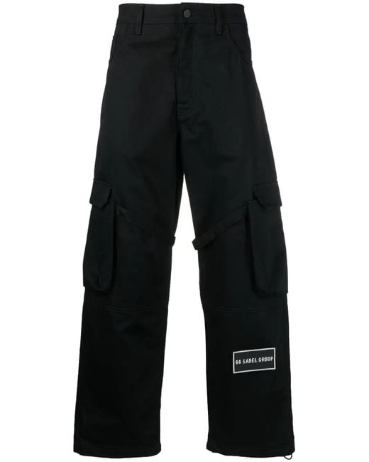 44 Label Group Blue Logo-Patch Cotton Cargo Pants for men