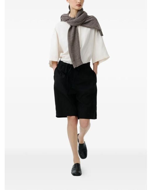 Studio Nicholson Black Demba Elasticated Herringbone Shorts