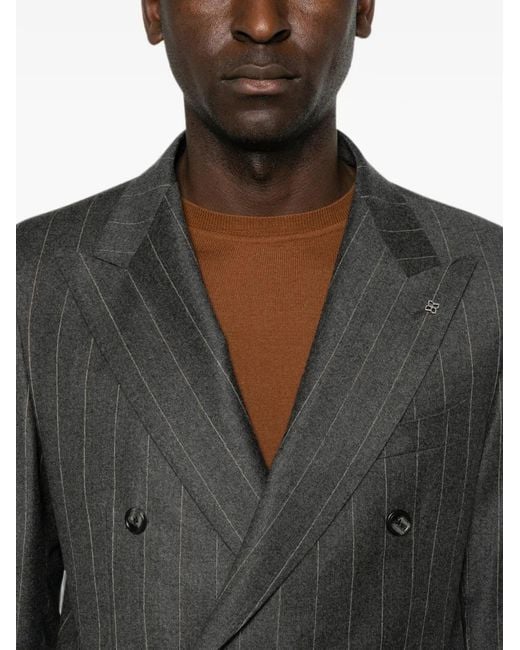 Tagliatore Gray Stripe-Pattern Double-Breasted Suit for men