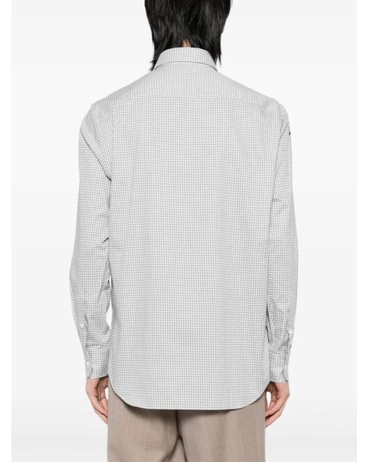 Brioni White Checked Shirt for men