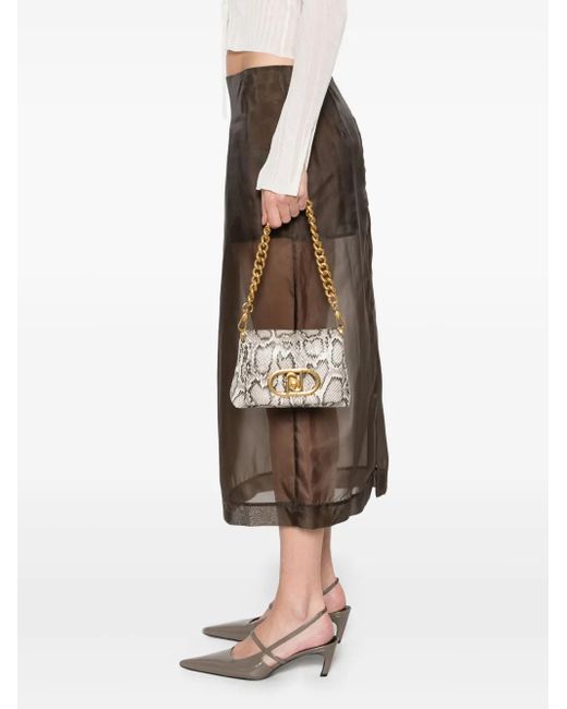 Liu Jo White Small Snakeskin-Print Cross Body Bag