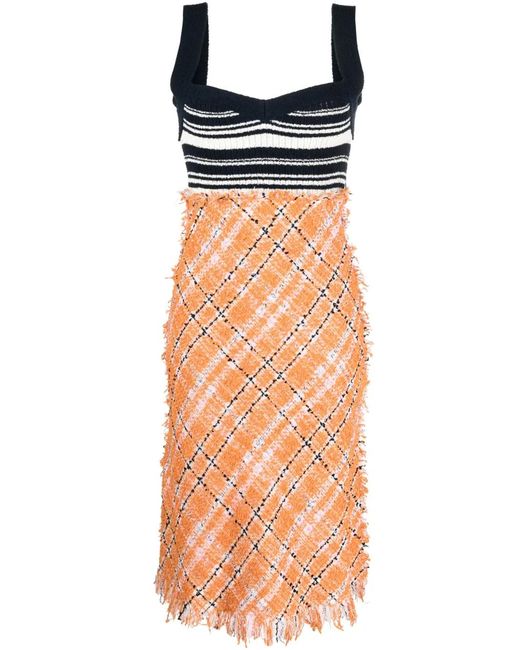 Marni Orange Tweed-Skirt Knitted Dress