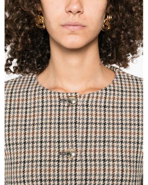 Maje Brown Jacke Mit Hahnentrittmuster