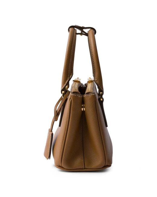 Prada Brown Mini Galleria Saffiano-Leather Tote Bag