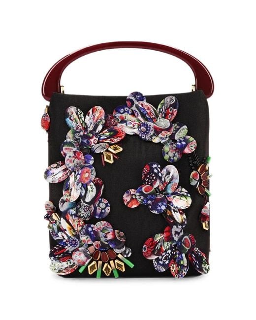 Dries Van Noten Black Micro Embroidered Bag