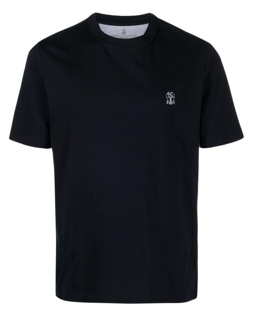 Brunello Cucinelli T-Shirt mit Logo-Stickerei in Black für Herren