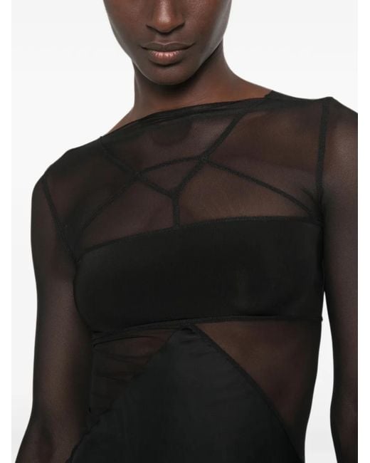 Rick Owens Black Combo Long-Sleeve Maxi Dress