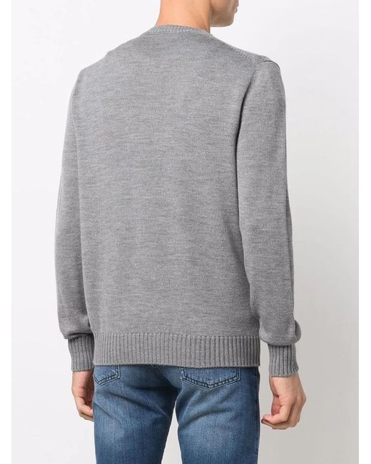 Ballantyne Gray Ribbed-Knit Wool Jumper for men