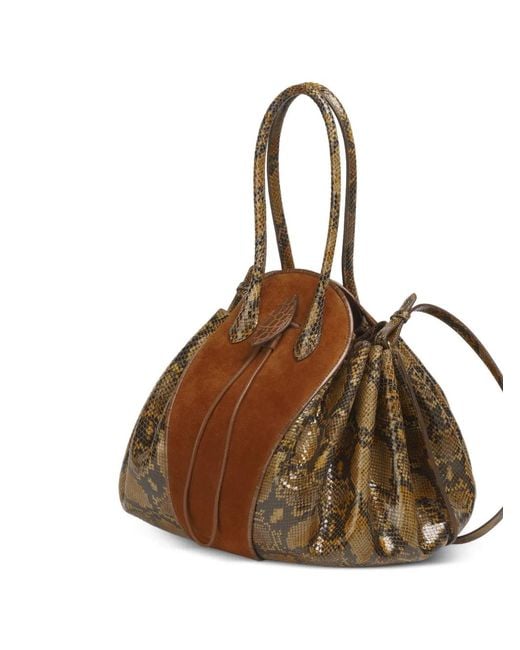 Marni Brown Large Python-Print Shoulder Bag