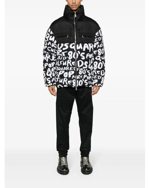 DSquared² Black D2 Pop 80's Two-Tone Padded Jacket for men