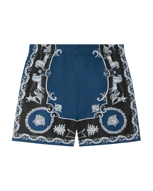 Versace Blue Printed Swim Boardshorts for men