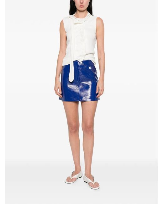 Courreges Blue Logo Button Skirt