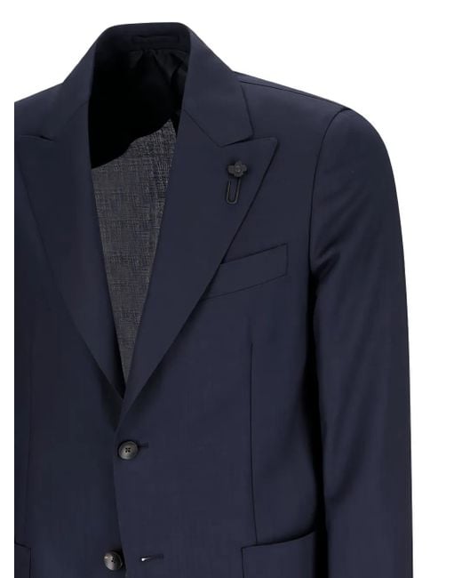 Lardini Blue Single-Breasted Patch-Pocket Jacket for men