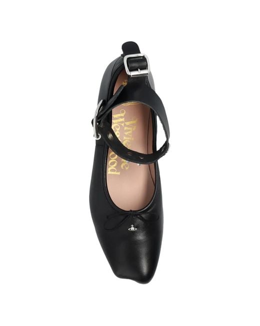 Vivienne Westwood White Bardot Ankle-Strap Ballet Flats