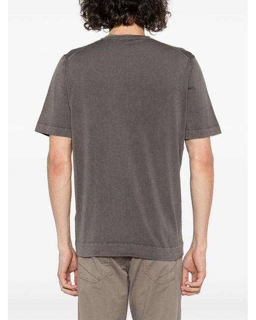 Drumohr Gray Fine-knit Cotton T-shirt for men