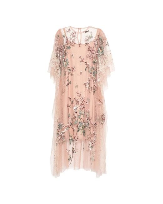 Biyan Pink Floral-Embroidered Dress