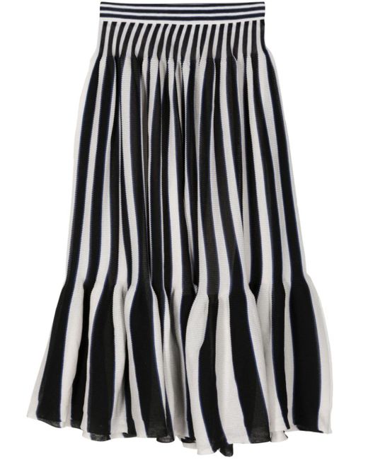 CFCL Black Pleated Striped Midi Skirt