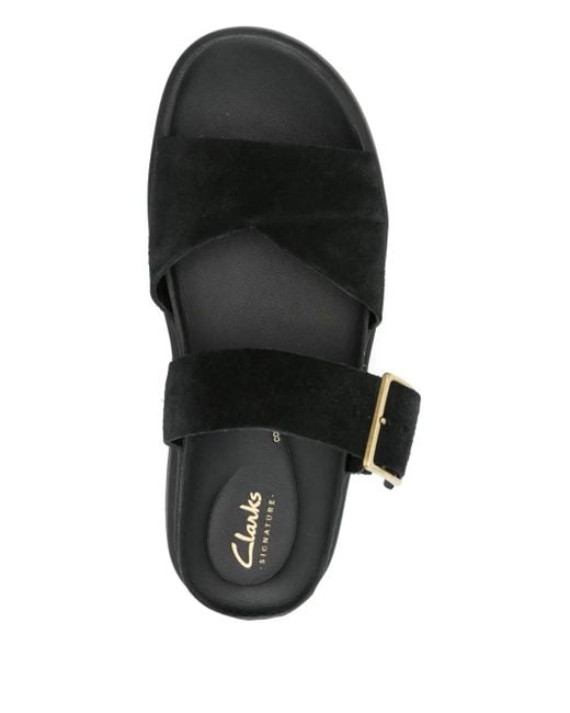 Clarks Black Aristella Buckled Platform Sandals