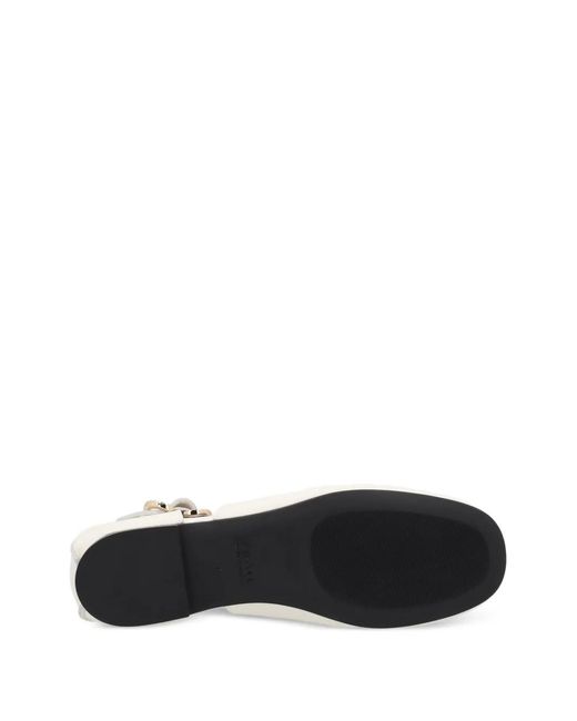 Frau White Cut-Out Buckle-Fastening Ballet Flats