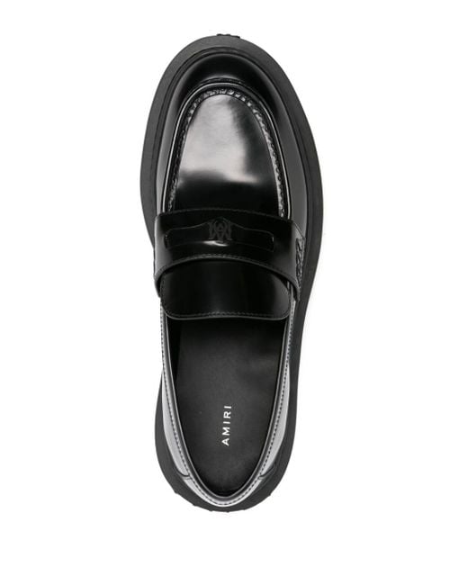 Amiri Black Chunky Lug Sole Leather Loafers for men