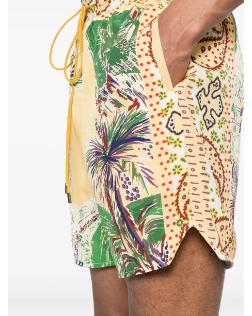Rhude Green Palmina Silk Shorts for men