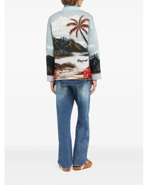 Alanui White Hidden Bay Tropical-Print Cardigan for men