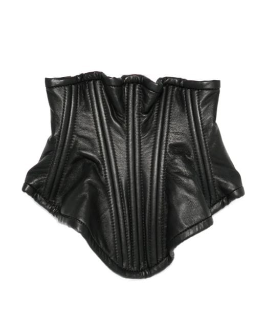 MITILIANE COUTURE Black Panelled Leather Corset