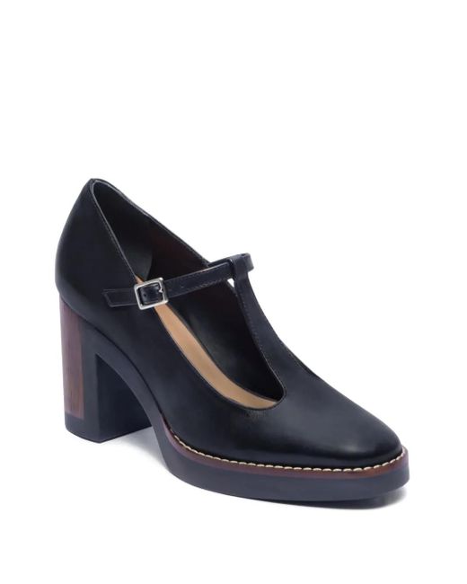 Bernardo Blue 95Mm T-Strap Block-Heel Pumps