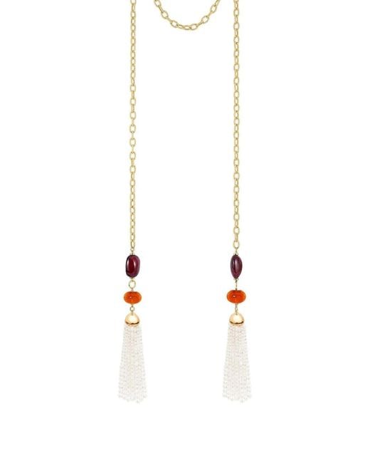 Goshwara White Rubellite And Mandarin Garnet Lariat Necklace