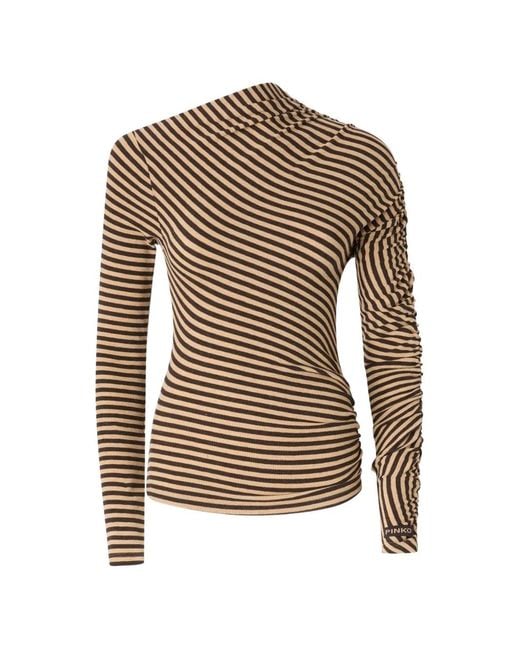 Pinko Natural Striped Ruched-Detail Top