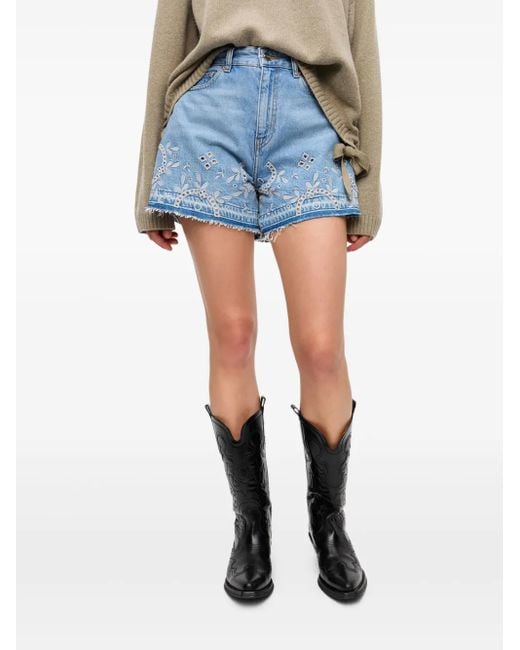 Ganni Blue Broderie Shorts
