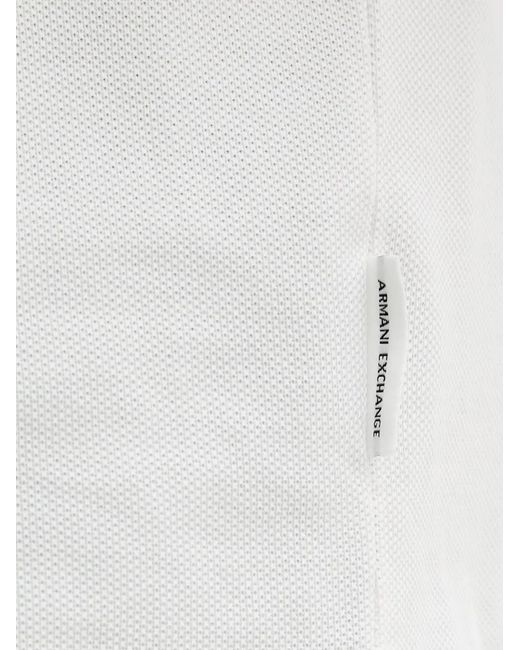 ARMANI EXCHANGE White Piped-Trim Quarter-Zip Polo Shirt for men