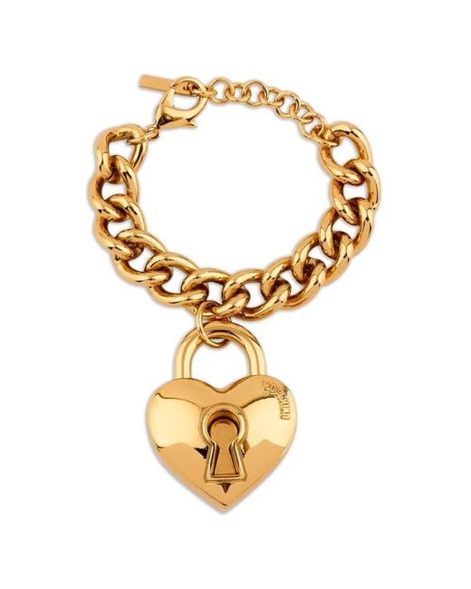 Moschino Metallic Heart-Shaped Lock Bracelet