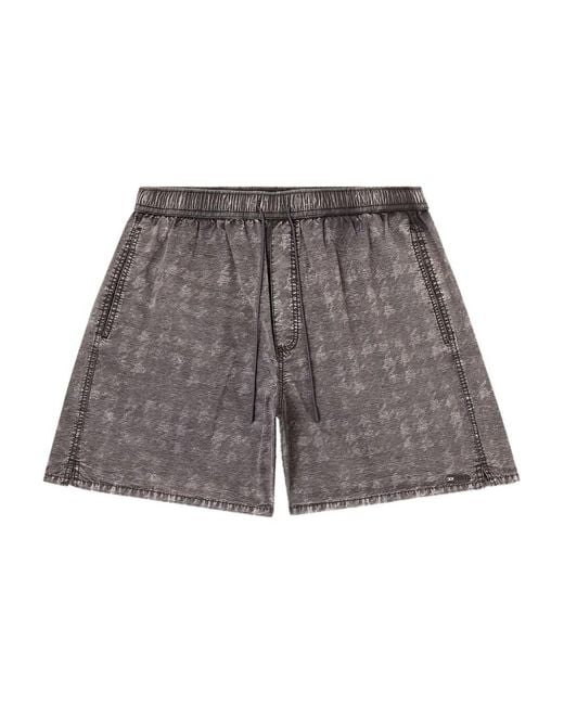 DIESEL Gray Drawstring Denim-Effect Swim Shorts for men