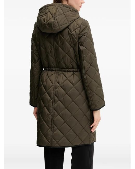 DKNY Green Quilted Hooded Parka