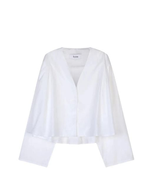 Stylein White Jaylene V-Neck Blouse