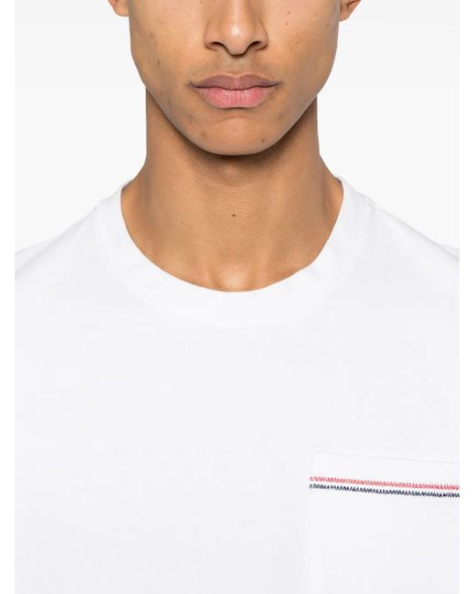 Thom Browne White Oversized Short Sleeve Tee With Embroidered Rwb Pocket Trim for men
