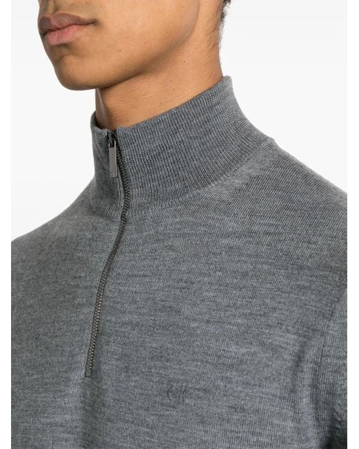 Calvin Klein Gray Pull En Laine À Logo Brodé for men