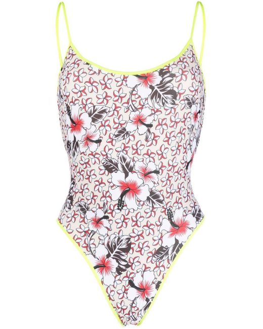 DIESEL Floral-print One-piece Swimsuit in Natural | Lyst
