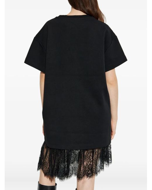 Munthe Black Rose Lace-Trim T-Shirt Dress