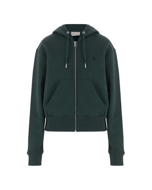 AMI Green Ami De Coeur Zip-Up Hoodie