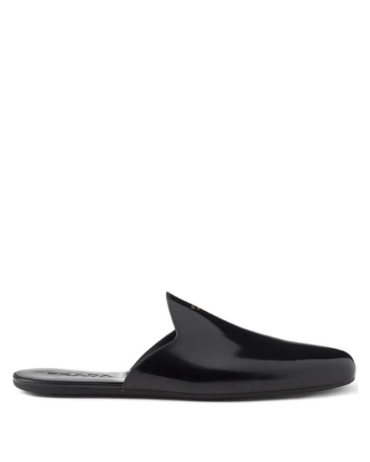 Mules En Cuir À Logo Imprimé Prada pour homme en coloris Black