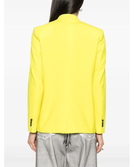 MSGM Yellow Single-Breasted Peak-Lapels Blazer